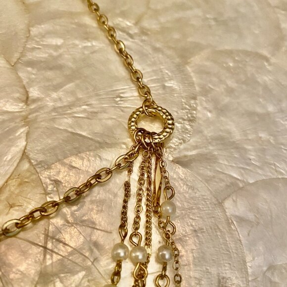 Gold Tone and Pearl Multi Strand 1928 Necklace - Picture 7 of 11